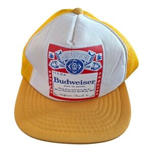 NEW - Rare - Unused Budweiser Yellow / White Trucker Hat from the 1980s